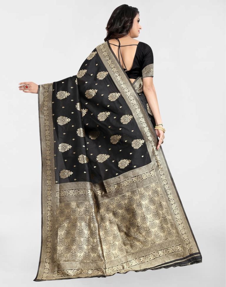 Black Jacquard Banarasi Silk Saree