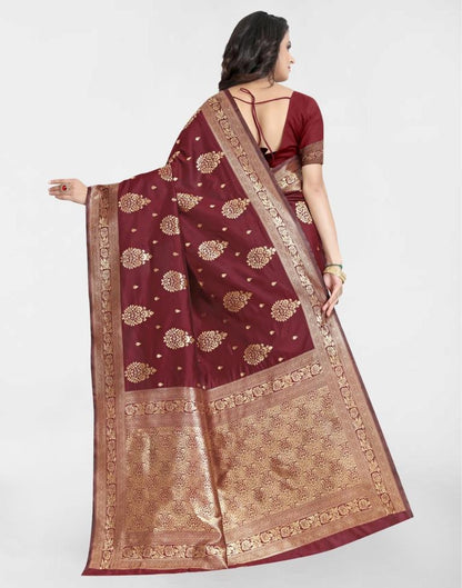 Maroon Jacquard Banarasi Silk Saree