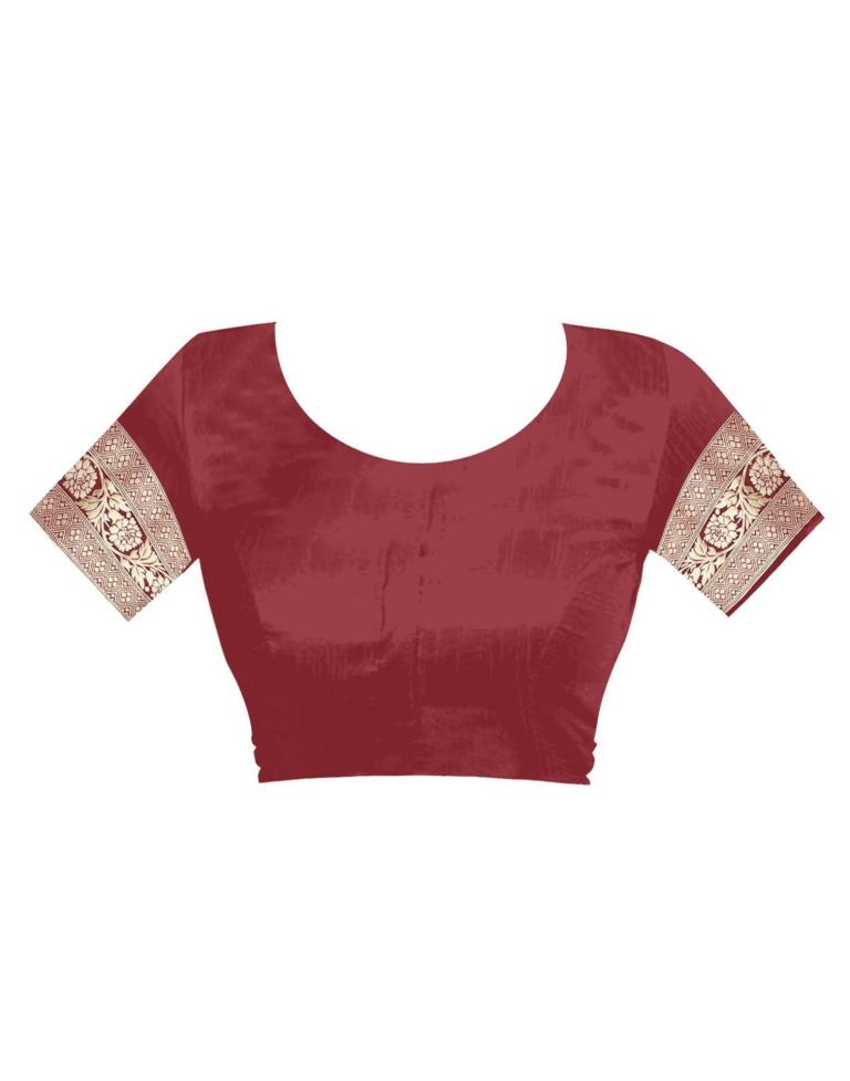 Maroon Jacquard Banarasi Silk Saree