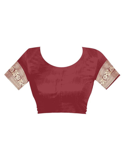 Maroon Jacquard Banarasi Silk Saree