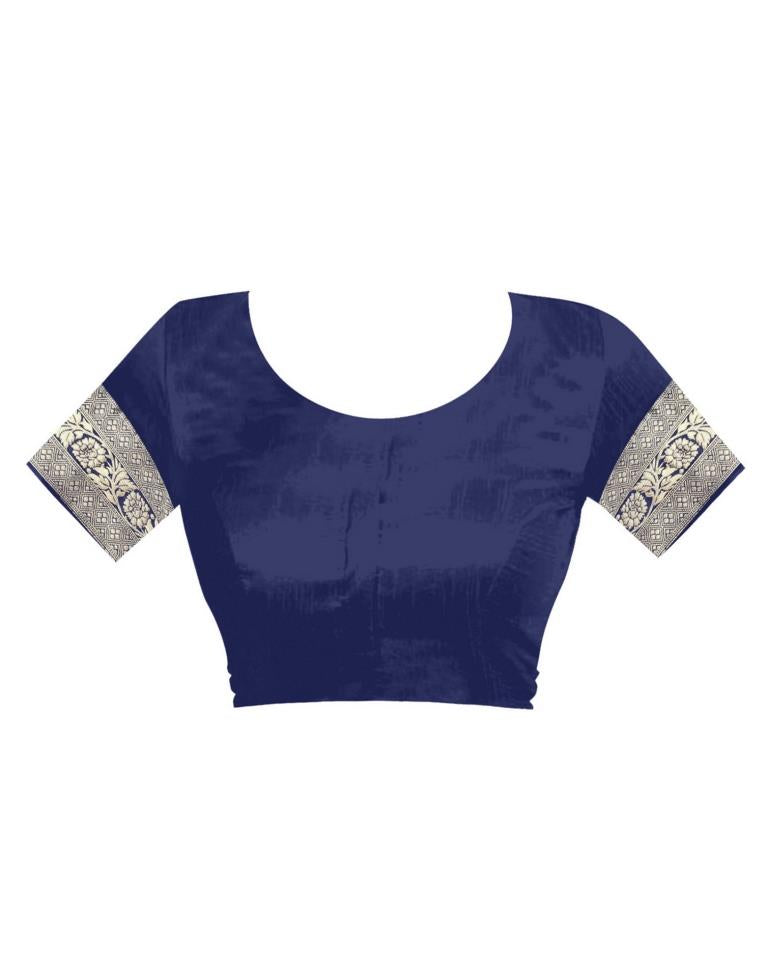 Navy Blue Jacquard Banarasi Silk Saree