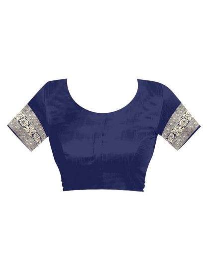 Navy Blue Jacquard Banarasi Silk Saree
