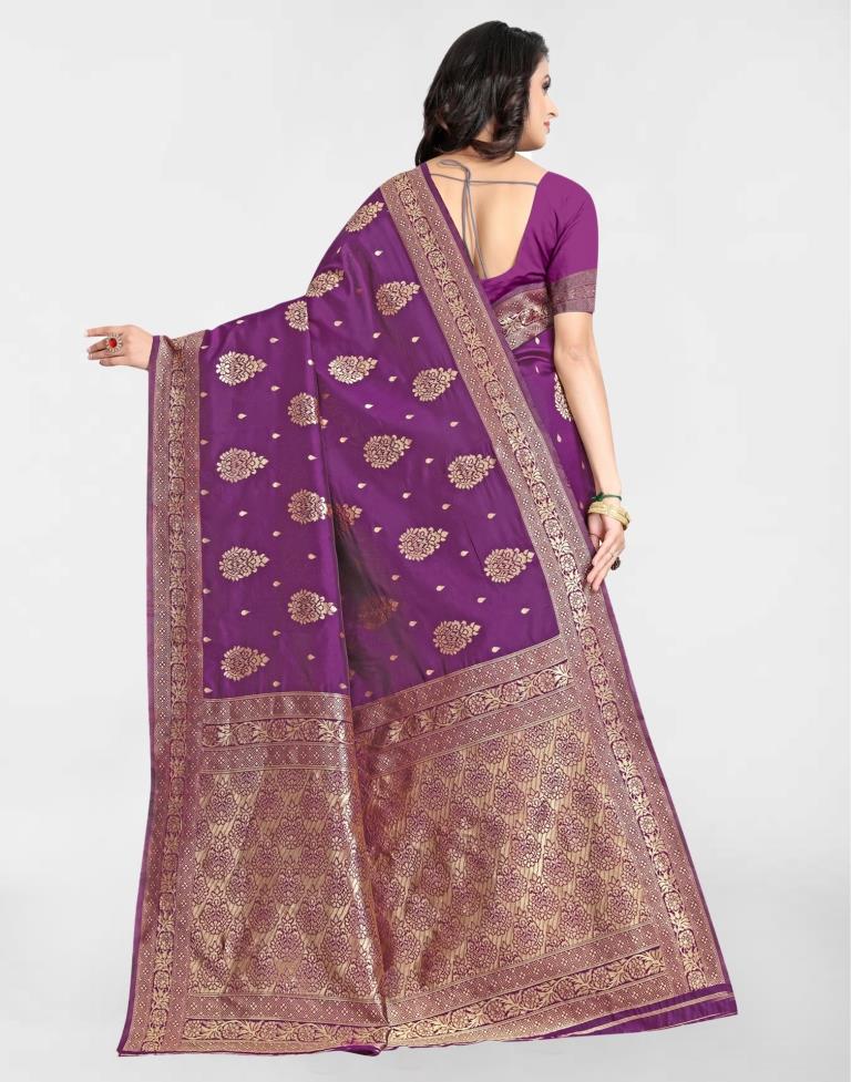 Purple Jacquard Banarasi Silk Saree
