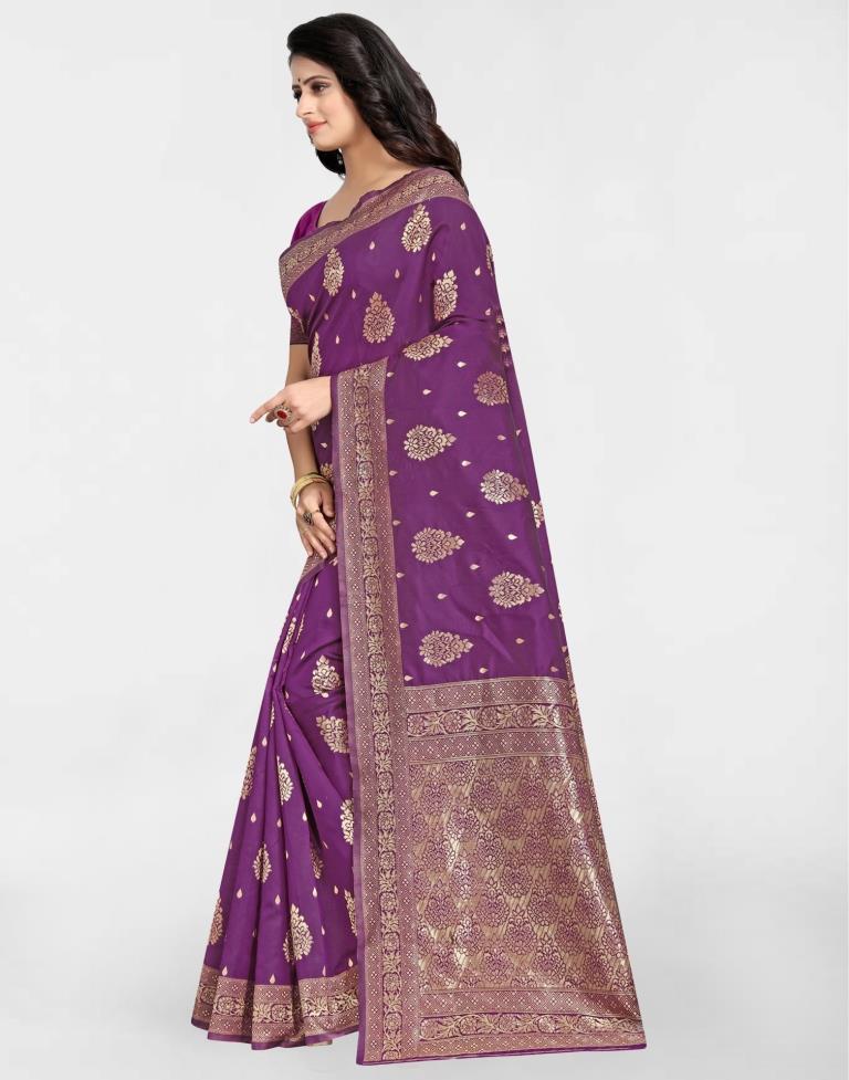 Purple Jacquard Banarasi Silk Saree