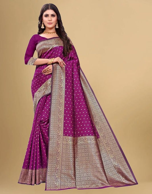 Purple Banarasi Silk Saree