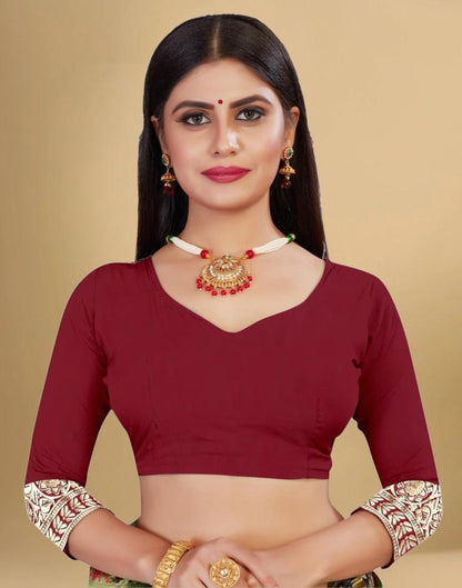 Maroon Jacquard Banarasi Silk Saree