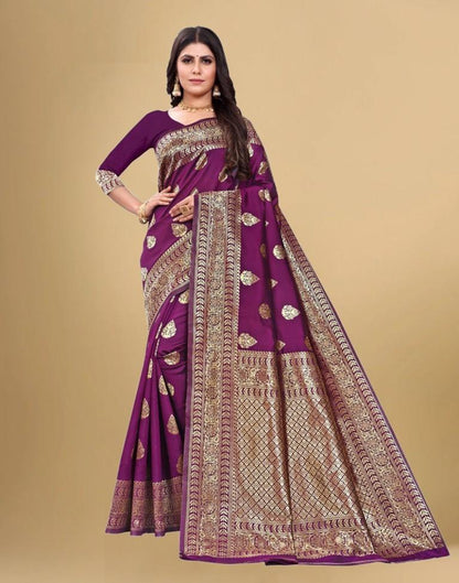 Purple Jacquard Banarasi Silk Saree
