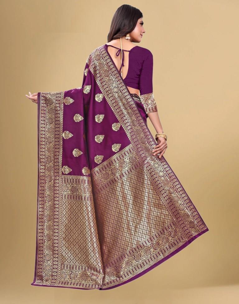 Purple Jacquard Banarasi Silk Saree