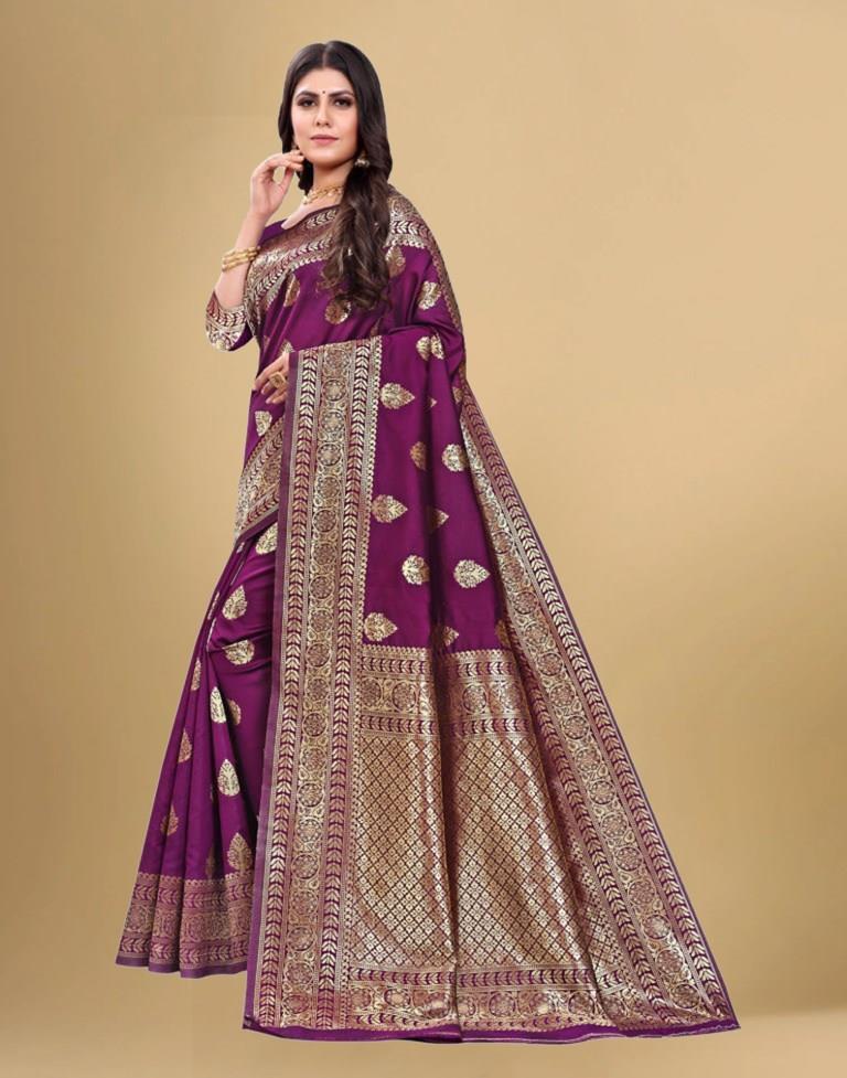 Purple Jacquard Banarasi Silk Saree