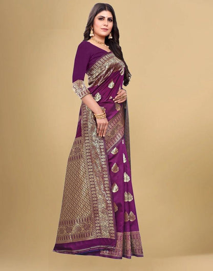 Purple Jacquard Banarasi Silk Saree