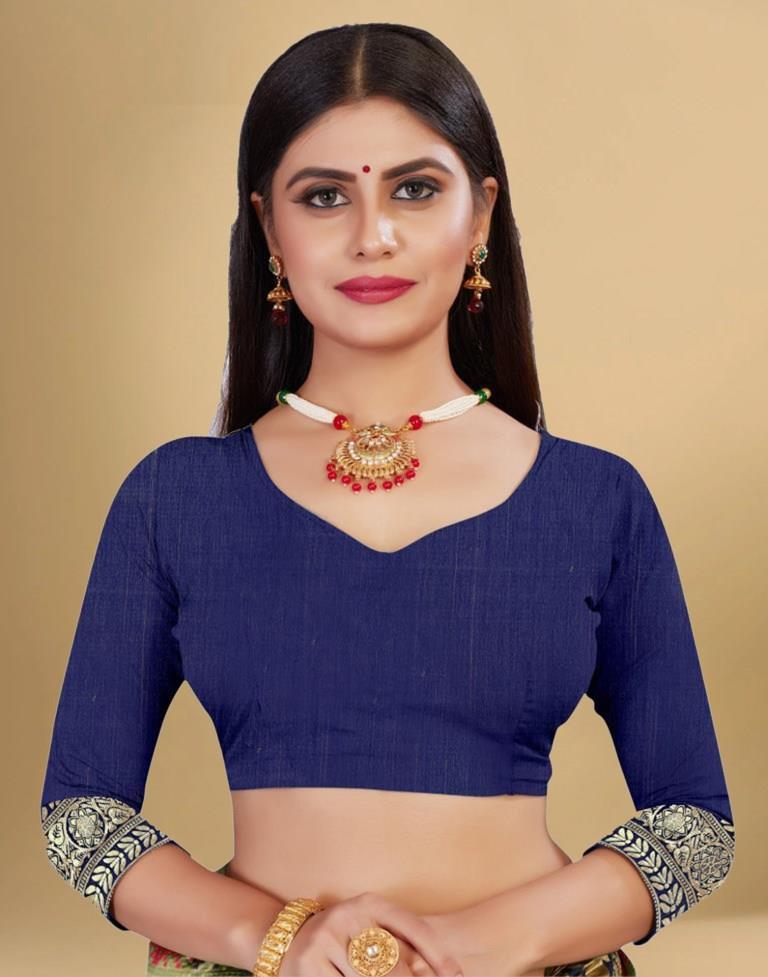 Navy Blue Banarasi Silk Saree