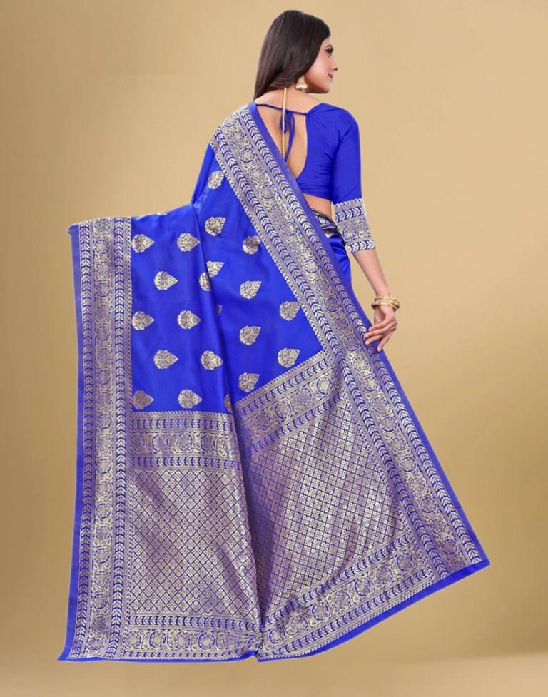Royal Blue Jacquard Banarasi Silk Saree