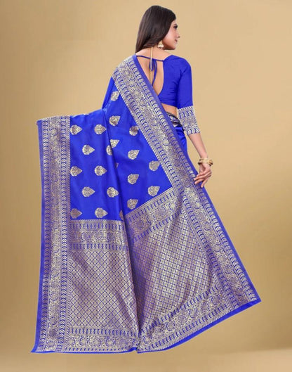 Royal Blue Jacquard Banarasi Silk Saree