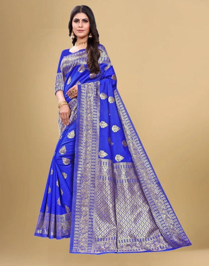 Royal Blue Jacquard Banarasi Silk Saree