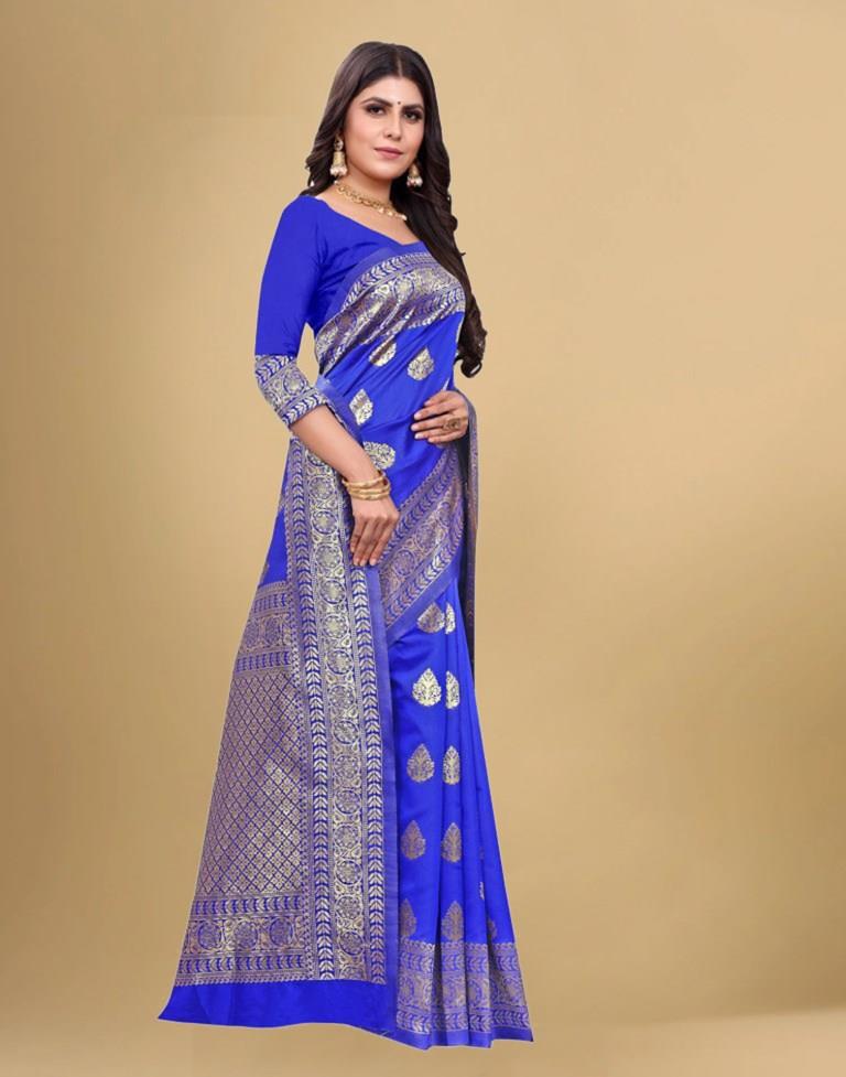 Royal Blue Jacquard Banarasi Silk Saree