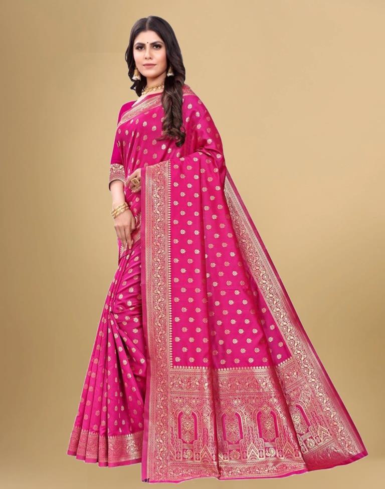 Pink Banarasi Silk Saree