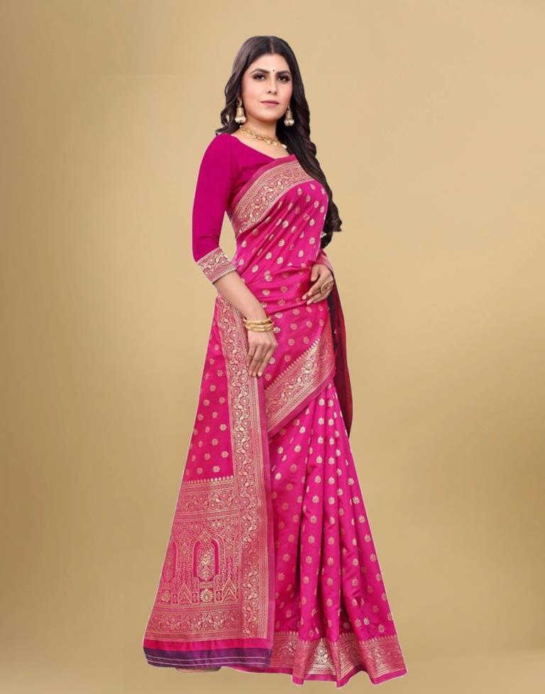 Pink Banarasi Silk Saree