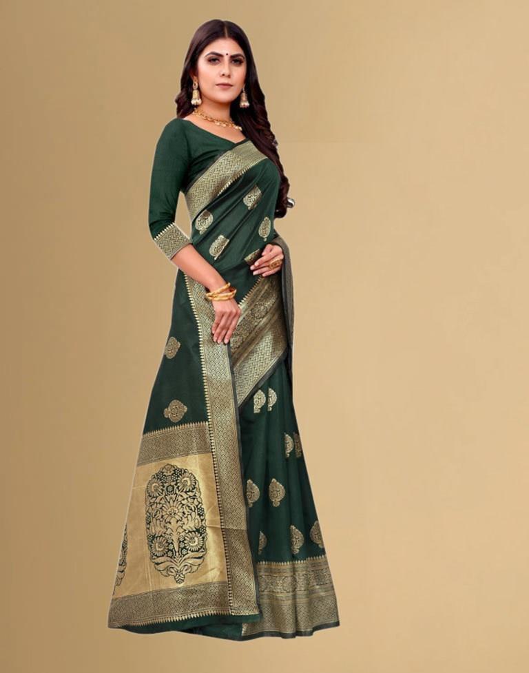 Green Jacquard Banarasi Silk Saree