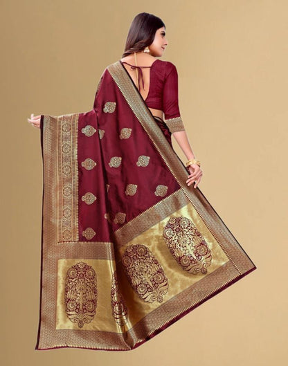 Maroon Jacquard Banarasi Silk Saree