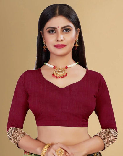 Maroon Jacquard Banarasi Silk Saree