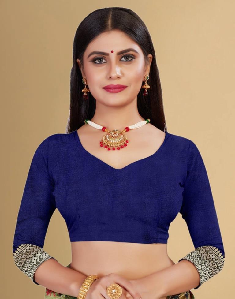 Navy Blue Jacquard Banarasi Silk Saree