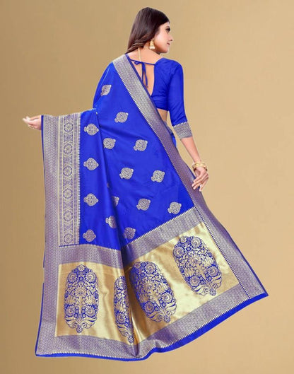 Royal Blue Jacquard Banarasi Silk Saree