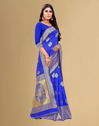 Royal Blue Jacquard Banarasi Silk Saree
