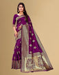 Wine Jacquard Banarasi Silk Saree