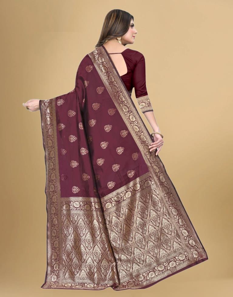 Maroon Jacquard Banarasi Silk Saree