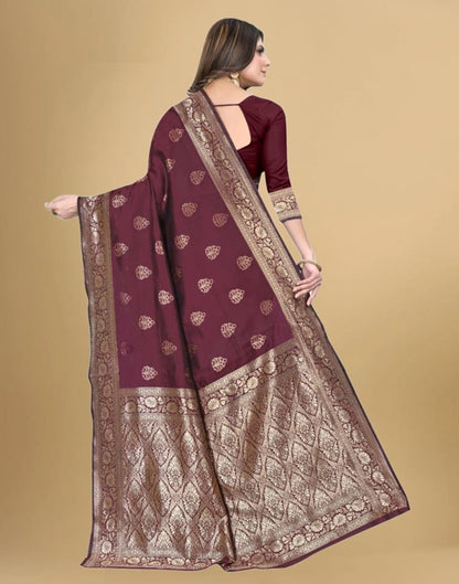 Maroon Jacquard Banarasi Silk Saree