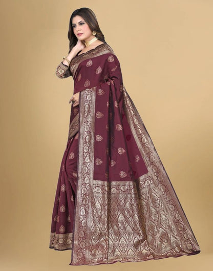 Maroon Jacquard Banarasi Silk Saree