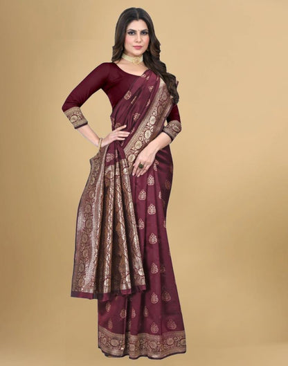 Maroon Jacquard Banarasi Silk Saree