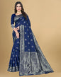 Navy Blue Jacquard Banarasi Silk Saree