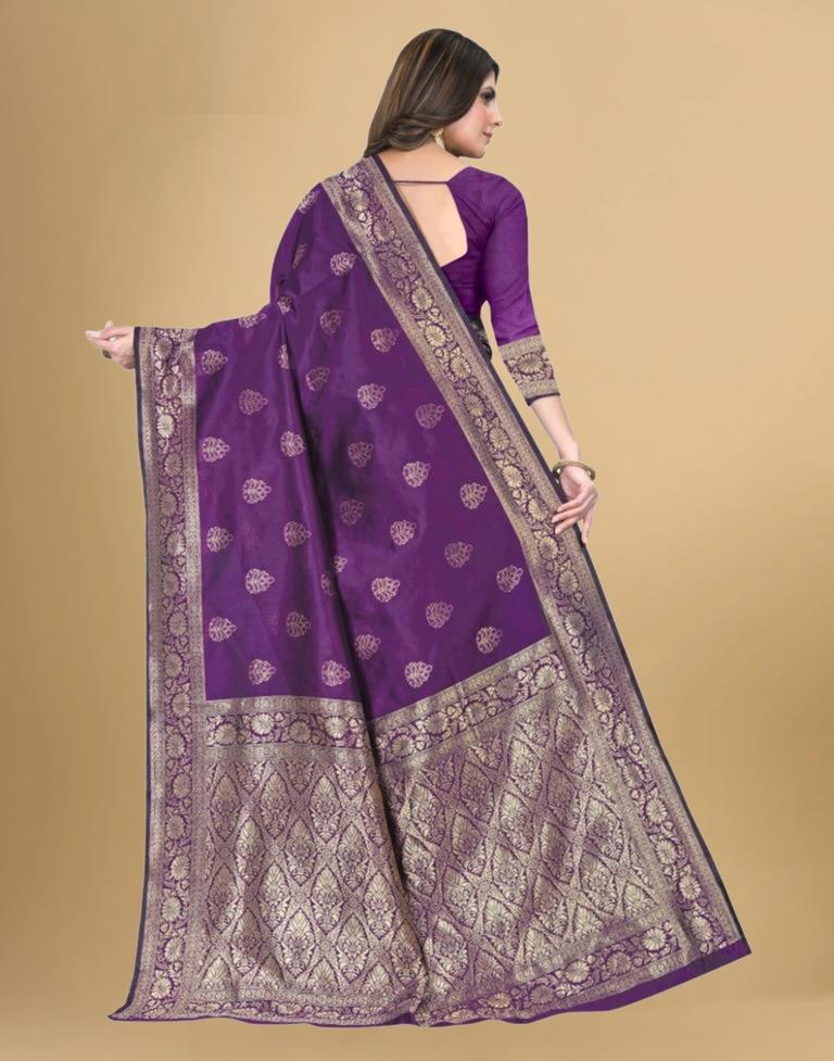Purple Jacquard Banarasi Silk Saree