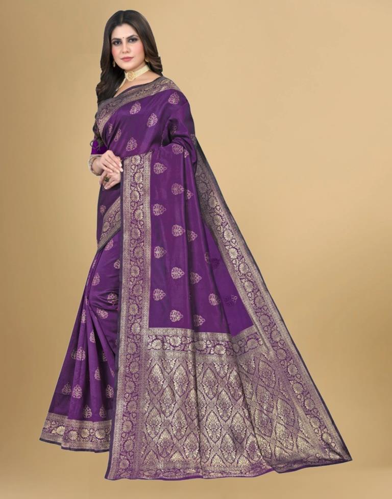 Purple Jacquard Banarasi Silk Saree