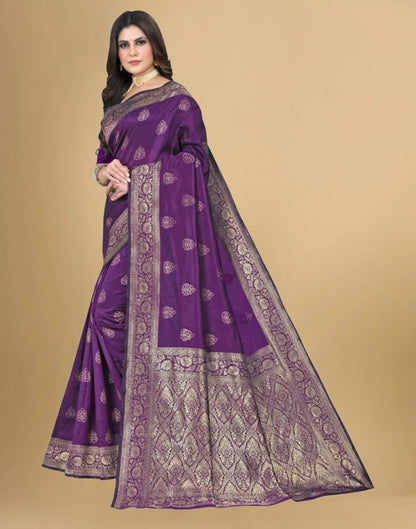Purple Jacquard Banarasi Silk Saree