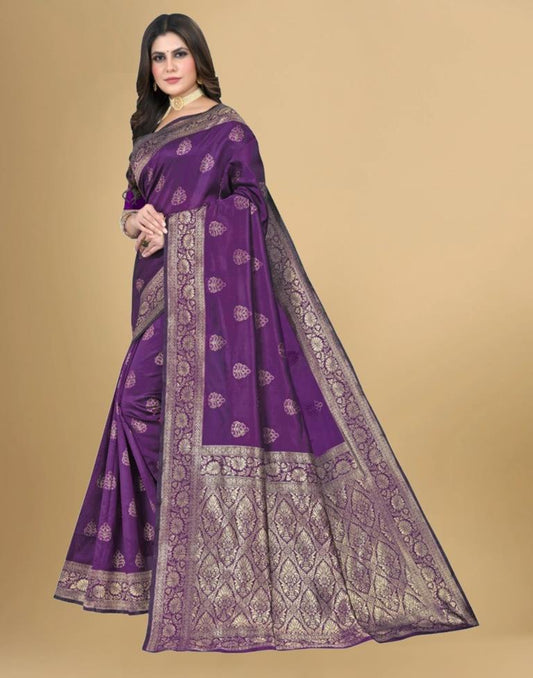 Purple Jacquard Banarasi Silk Saree