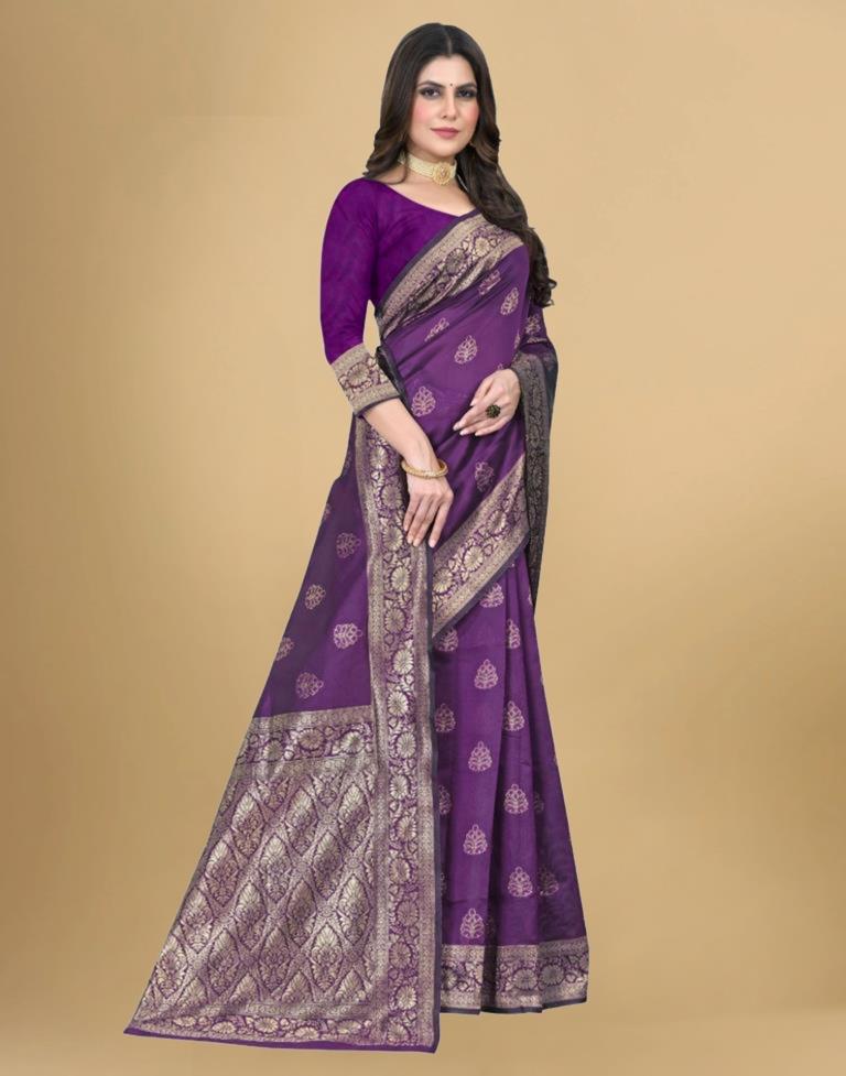 Purple Jacquard Banarasi Silk Saree