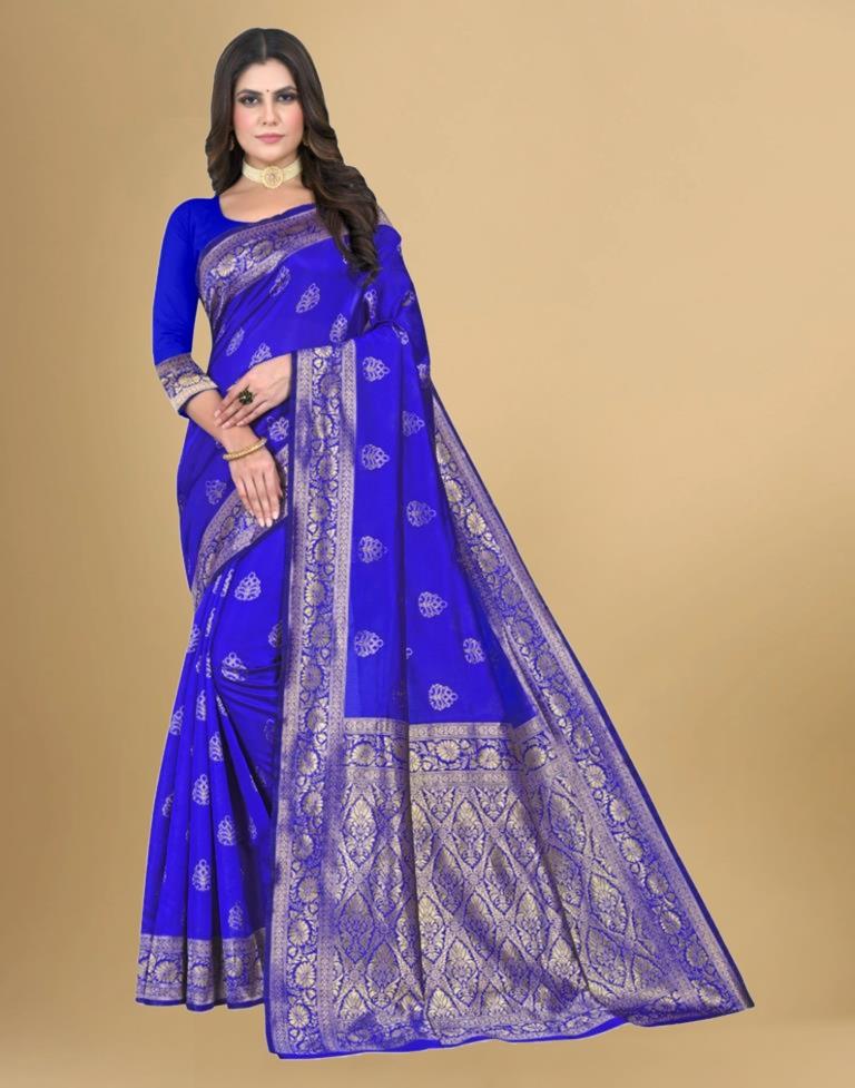 Royal Blue Jacquard Banarasi Silk Saree