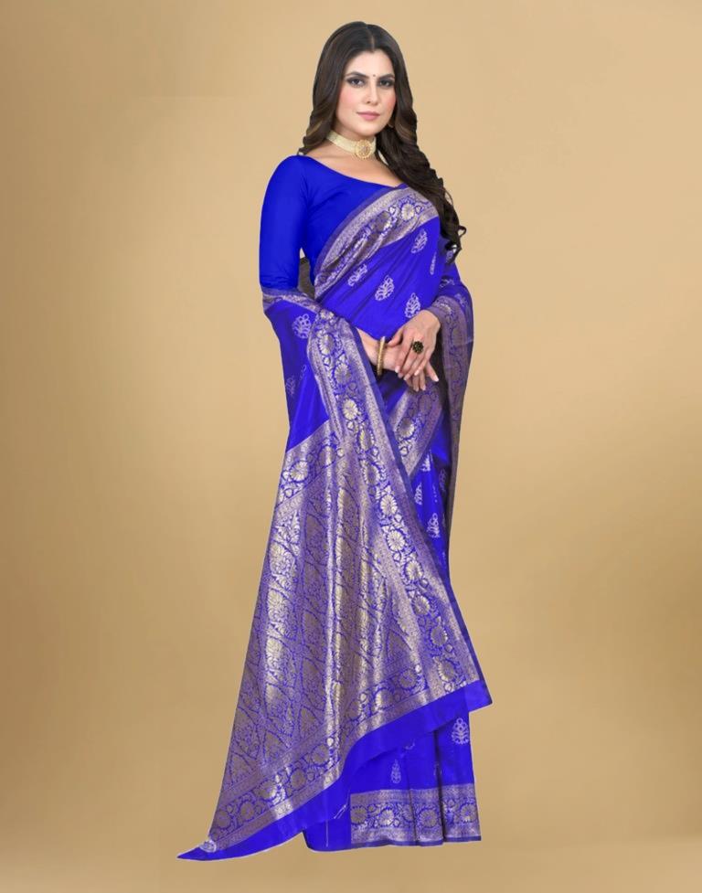 Royal Blue Jacquard Banarasi Silk Saree