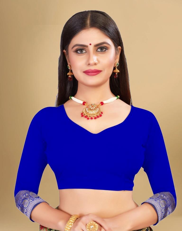 Royal Blue Jacquard Banarasi Silk Saree