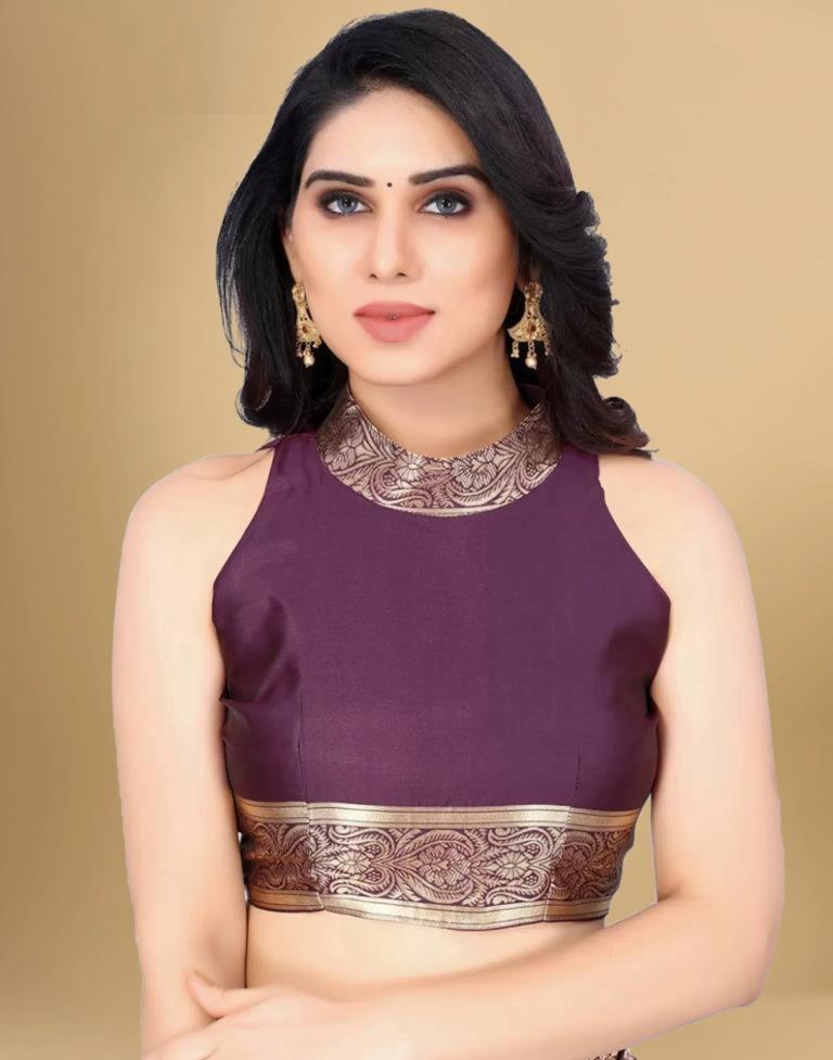 Wine & Golden Banarasi Silk Saree