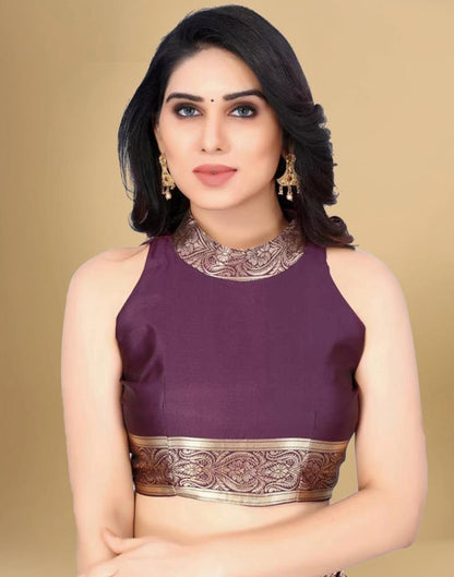 Wine & Golden Banarasi Silk Saree