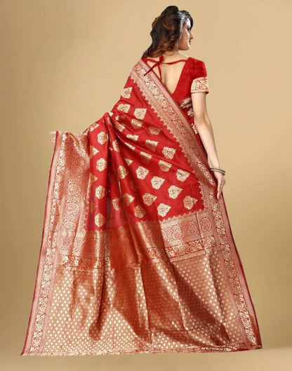 Red Jacquard Banarasi Silk Saree