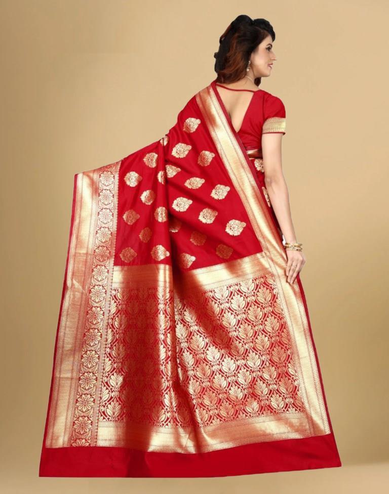 Red Jacquard Banarasi Silk Saree
