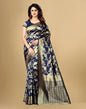 Navy Blue Banarasi Silk Saree