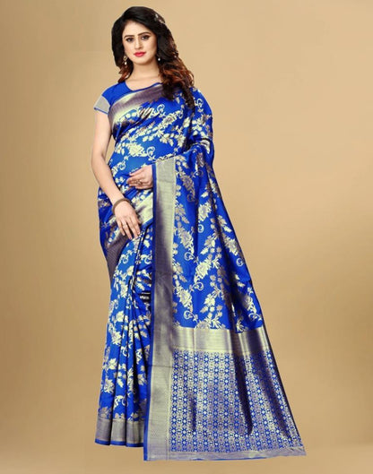 Blue Jacquard Banarasi Silk Saree