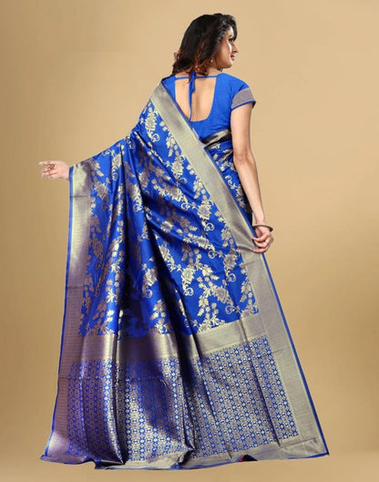 Blue Jacquard Banarasi Silk Saree