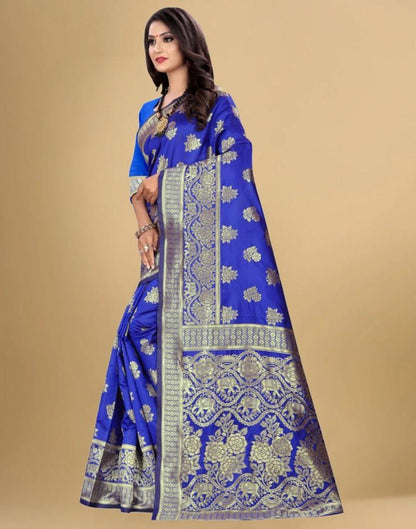 Blue Jacquard Banarasi Silk Saree