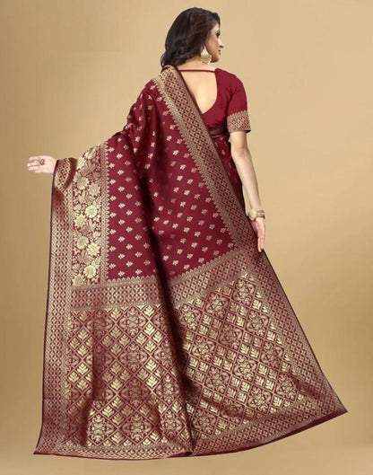 Maroon Banarasi Silk Saree